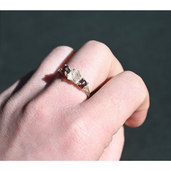 Garnet Ring, rough diamond ring, anniversary ring, raw stone rings, promise ring - Picture 1 of 6